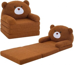 Poltrona per Bambini a Forma di Orsacchiotto in Velluto, <span class=keywords><strong>Divano</strong></span> Singolo Comprimibile e Arrotolabile per il Sonno del Bambino - Product Image 3