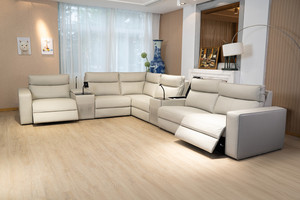 Sofá Seccional en Forma de L de Lujo para Sala de Estar, Muebles para el Hogar, Conjuntos de Sillones Reclinables de Cuero con Refrigerador y Altavoz - Product Image 6