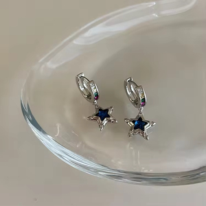 Fashion Personality Elegant Simple Earring Brass Clip Hoop Earring Zircon Star Drop Earring Jewelry for Women Girls - Product Image 1