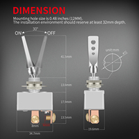 Interrupteur à bascule en laiton durable 50A 12V, chromé, robuste, 3 positions, interrupteurs SPST ON-OFF pour voiture, camion