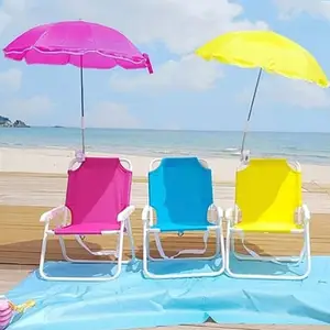 Silla de playa plegable para niños, Picnic al aire libre, plegable, reclinable, ligera, para acampar, con paraguas, venta al por mayor