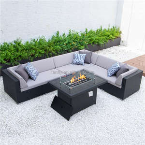 Gartens ofa im nordischen Stil Outdoor-Freizeit möbel mit Feuerstelle Tisch Rattan Patio Sofas für Hotels und Terrassen - Product Image 5