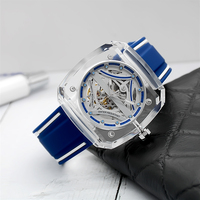 BEWELL Fashion Beliebtes Geschenk Hochwertiges Glas gehäuse Top Silikon armband Aushöhlen Man Wrist Automatic Watch