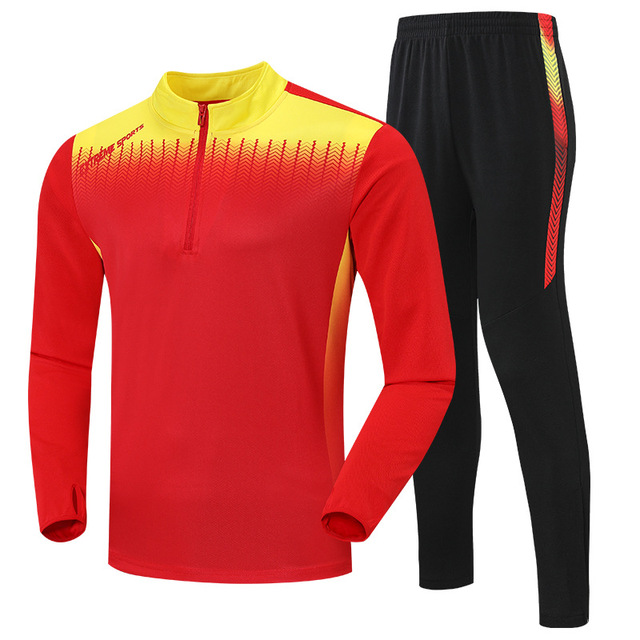 New Football Suit Training Clothes Kit for Adult Kids Half Zipper Sports Soccer Jacket Jersey Tracksuit Coat