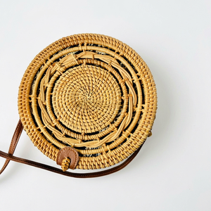 Artisan Handmade Rattan <b>Bag</b> with <b>String</b> Closure Shoulder Strap & Customizable Capacity Casual Summer Unisex Handbag Vietnam - Product Image 1