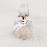 Nouveau produit lancement Agate Rose Quartz couvercle bouteille de parfum en cristal de Quartz naturel avec verre autres artisanat en cristal