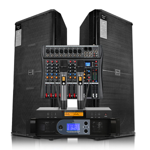 Biner D825 Dual Sound System <b>Speakers</b> <b>With</b> Audio Mixer <b>With</b> Power <b>Amplifier</b> Wiht Microphones for Stage Performance D825 - Product Image 1