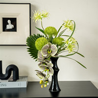 Simulatie Groene Plant Phalaenopsis Orchidee Handgemaakte 3D Geprinte Zijden Bloemdecoraties voor Eettafel Hotel Receptie Bureau