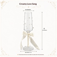 Nouvelle Collection – Flûtes en Verre de Luxe avec Diamants, 201-300 ml, Forme de Gobelet avec Ruban, Idéales pour Mariages, Fêtes et Cadeaux d'Anniversaire