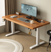 Bureau électrique réglable en hauteur, bureau de travail et de jeu, bureau électrique avec cadre en acier blanc, porte-gobelet intégré et crochet pour casque