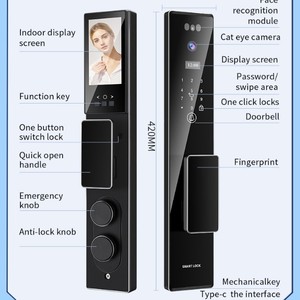 กุญแจล็อคอัจฉริยะ Qleung S555 สีดำ ระบบจดจำใบหน้า ลายนิ้วมือ ควบคุมผ่านแอพพลิเคชั่น สำหรับความปลอดภัยภายในบ้าน - Product Image 4