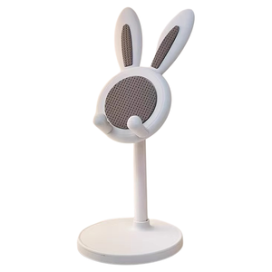 Cute Bunny Desktop Phone Stand <b>Adjustable</b> Telescopic <b>Height</b> <b>Desk</b> Holder Pink White Color Plastic Lazy Person Stand - Product Image 3
