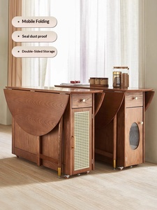 LMS Solid Wood Modern <b>Folding</b> Dining <b>Table</b> Set for Commercial Use (Restaurant Hotel Apartment)-Strong & Space-Saving Design - Product Image 1