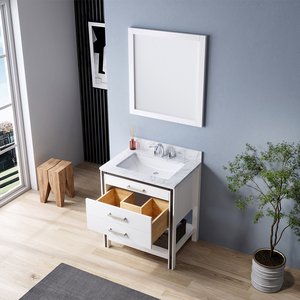 V-NONH Mueble de Baño Individual Moderno de 30'' con Lavabo de Cerámica Integrado, Madera Maciza y Contrachapada para Uso en Talleres y Apartamentos - Product Image 3