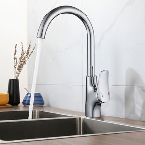 Minimally Modern 59-1 Brass Kitchen Faucet with Hot and Cold Kitchen Mixer, Single Hole Chrome Black Faucet - Product Image 2