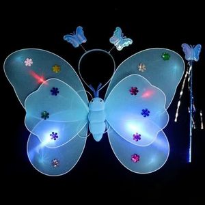 Adorno de Alas de Mariposa Luminosas de Ángel para Niña Juguete con Varita Mágica y Vestido Rosa de Princesa Hada para Espectáculo - Product Image 3