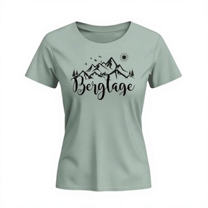 Camiseta de Punto Casual para Mujer, Color Gris Jaspeado, Cuello Redondo, 100% Algodón Jersey con Spandex, Decoración de Encaje, Botones y Lentejuelas, Lavable - Product Image 1