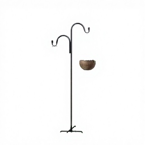 Outdoor <b>Garden</b> Iron Vintage 60 Inch Bird Feeder Black Shepherd <b>Hook</b> for Hanging Solar Lights Flower Pot Decoration - Product Image 2