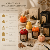 Bougie parfumée citrouille d'Halloween, décoration d'automne pour la maison, cadeau, forme de fruit décorative, faite à la main, écologique, parfum personnalisé, OEM, marque privée