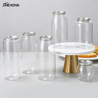 Boîtes de conserve jetables résistantes à l'usure transparentes de 250 ml, 330 ml, 500 ml, 600 ml, jus de fruits, thé au lait, boissons gazeuses, bouteilles pour animaux de compagnie
