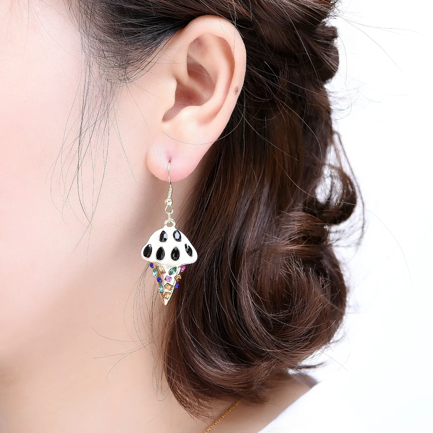 Boucles d'oreilles en cristal naturel de style coréen, bijoux de rue, design chic, belle crème glacée, nouvel arrivage 2023
