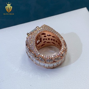 Anelli di Lusso con Moissanite Taglio Smeraldo VVS, Anelli in <span class=keywords><strong>Argento</strong></span> per Uomo, Gioielli in Moissanite <span class=keywords><strong>D</strong></span> VVS, Anello in Moissanite Certificato GRA, Stile Hip Hop - Product Image 5
