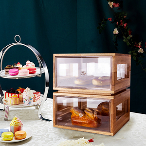 OEM/ODM gỗ bánh mì hộp Acrylic Hộp gỗ cao su gỗ bánh mì hộp cho các siêu thị & quán cà phê - Product Image 1