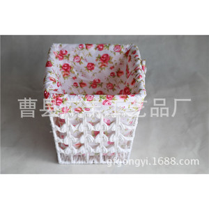 Round White Fabric <b>Laundry</b> Basket Small Floral Print Storage Basket Cotton Material <b>Standing</b> Type For Clothing Organizer - Product Image 4