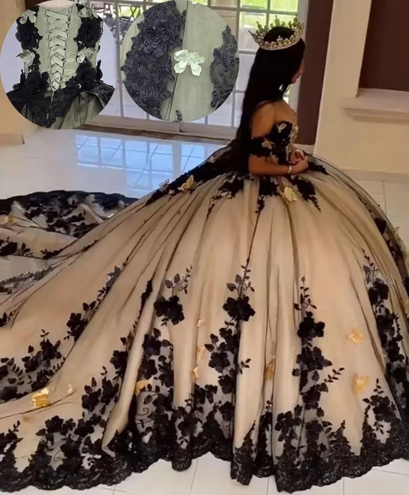 green emerald velvet dress High-Neck Princesa Quinceañera Dress PR12262 Forest/Rose Gold / 00