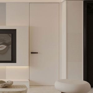 Custom Frameless Invisible <b>Door</b> Solid Wood Construction White Soundproof Hidden Interior <b>Door</b> - Product Image 1