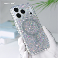 Aikusu Nouveau 2026 Étui de téléphone magnétique transparent à paillettes pour femme pour iPhone 11 12 13 14 15 16 17 Pro Max Plus AIR