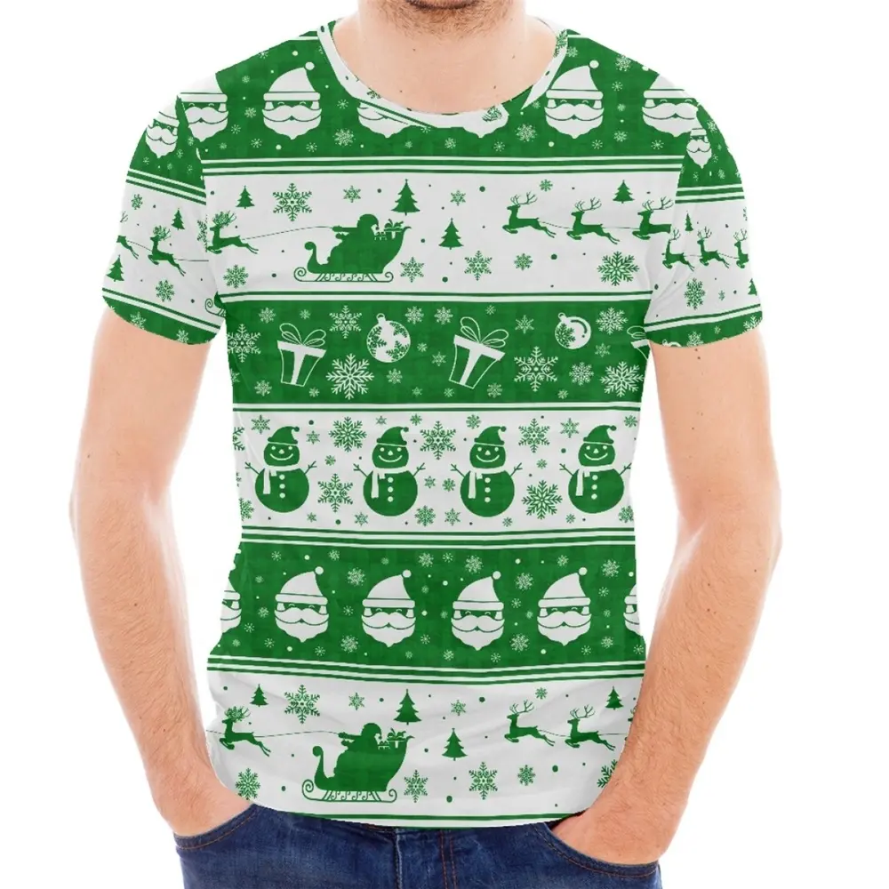 Customize LOGO/Name/Text Clothing Merry Christmas T-Shirt 3D Printing Mens T Shirts Low Price Wholesale Plain Vintage T Shirts