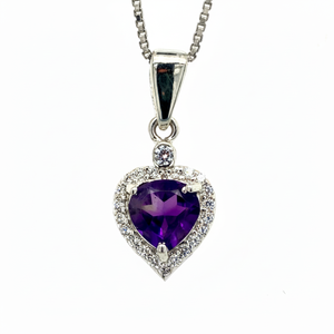 Premium Quality India Handmade Craft Beau pendentif fleur en grès violet avec pierre précieuse améthyste plaqué rhodium pour les amoureux - Product Image 1