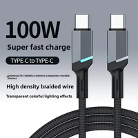 Kabel Data Pengisian Daya Ultra Cepat Praktis Tipe C PD16 Ice Blue Light 3A Nilon Kompatibel dengan Ponsel Komputer Earphone Kamera