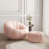 Fauteuil de Salon Nordique en Tissu Bouclette Luxe, Siège Simple, Canapé D'appoint, Chaise Longue Paresseuse (Emballage Sous Vide)