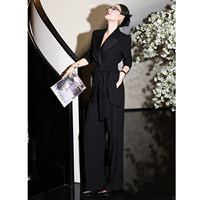 Ensemble pantalon de costume professionnel pour femme, automne 2026, coupe classique, à lacets, uni, respirant, taille cintrée, élégant et polyvalent