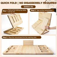 Table de rangement pliante triple en bois avec compartiment de rangement profond, charnière dissimulée, compacte et portable pour la maison et l'extérieur