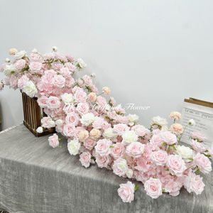 Chemin de table personnalisé en fleurs artificielles style rose DKB, décoration florale pour mariage, décoration pour fête de mariage - Product Image 1