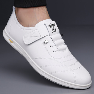 Zapatos Casuales Blancos Stx con Punta Redonda, de Cuero Vacuno, Estilo Slip-On Antideslizante para Caminar - Product Image 1