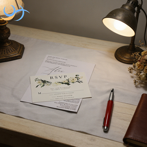 Invitación de Boda Floral Atemporal Personalizada y Juego de Tarjetas de Confirmación, Tarjetas de Felicitación de Papel de Algodón <span class=keywords><strong>con</strong></span> Impresión Offset - Product Image 4