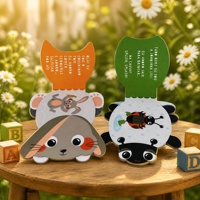 Impression de livres cartonnés découpés sur mesure en forme d'animaux (lapin, coccinelle) pour enfants, vente en gros, usine OEM, couverture rigide FSC, coins arrondis