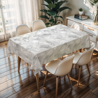Nappe carrée en PVC imperméable avec imprimé plumes jaunes élégantes RNPT, rouleau de nappe en plastique PVC pour dîner familial et fêtes à la maison