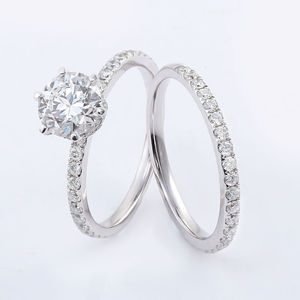 แหวนหมั้นเพชรทองคำขาว 14k ประดับเพชร 1 กะรัต แหวนหมั้นเพชร แหวนหมั้นเพชรเพาะเลี้ยง - Product Image 4