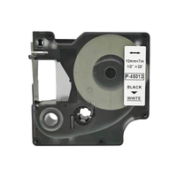 Pita Label D1 Kompatibel 45013 Kartrid Hitam di Atas Putih Lebar 12mm Resin PET untuk Printer Label Mobil/Truk