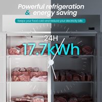 Réfrigérateur-congélateur vertical commercial à 4 portes en acier inoxydable pour cuisine, restaurant, hôtel, restauration