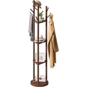 Manufacturer price: <b>Wooden</b> 9-<b>hook</b> 3-stand tree-shaped <b>coat</b> rack, rotating bamboo <b>coat</b> rack bracket - Product Image 1
