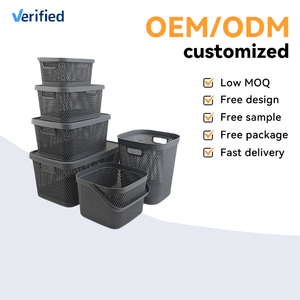 <span class=keywords><strong>Cesta</strong></span> <span class=keywords><strong>de</strong></span> Almacenamiento Apilable <span class=keywords><strong>de</strong></span> Plástico con Tapa y Diseño <span class=keywords><strong>de</strong></span> Malla, Organizador a Prueba <span class=keywords><strong>de</strong></span> Polvo para Artículos del Hogar - Product Image 2