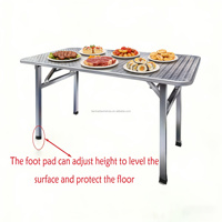 Table pliante rectangulaire en acier inoxydable, design moderne, étanche, portable, pour le travail, le camping et les activités de plein air nocturnes