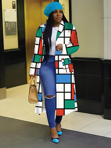 Abrigo africano <span class=keywords><strong>de</strong></span> manga larga con botones para mujer, vestido <span class=keywords><strong>de</strong></span> <span class=keywords><strong>camisa</strong></span> <span class=keywords><strong>de</strong></span> poliéster con estampado, vestidos africanos con solapa y bolsillos, primavera y otoño - Product Image 3