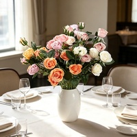Rose artificielle en PU haut de gamme, faite à la main, réaliste, gaufrée, au toucher agréable et hydratant, pour la décoration de mariage, de la fête des Mères et de Noël